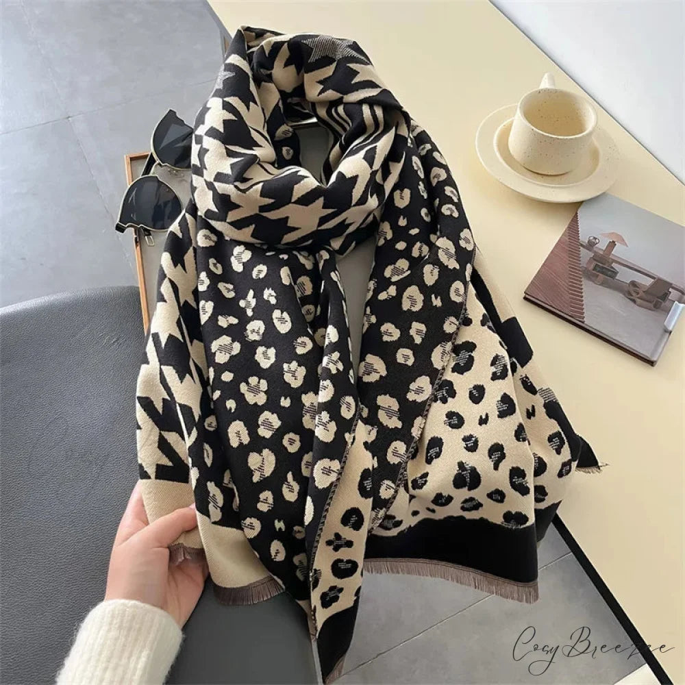 Premium Cashmere Winter Poncho Scarf black2 scarf-241228