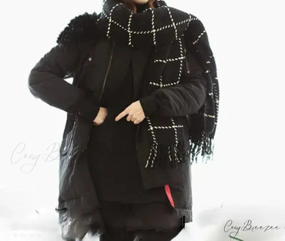 Premium Neckerchief Cashmere Scarf black scarf-241228