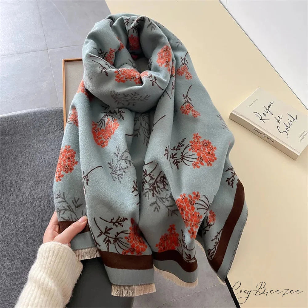 Premium Pashmina Travel Cashmere Scarf blue scarf-241228