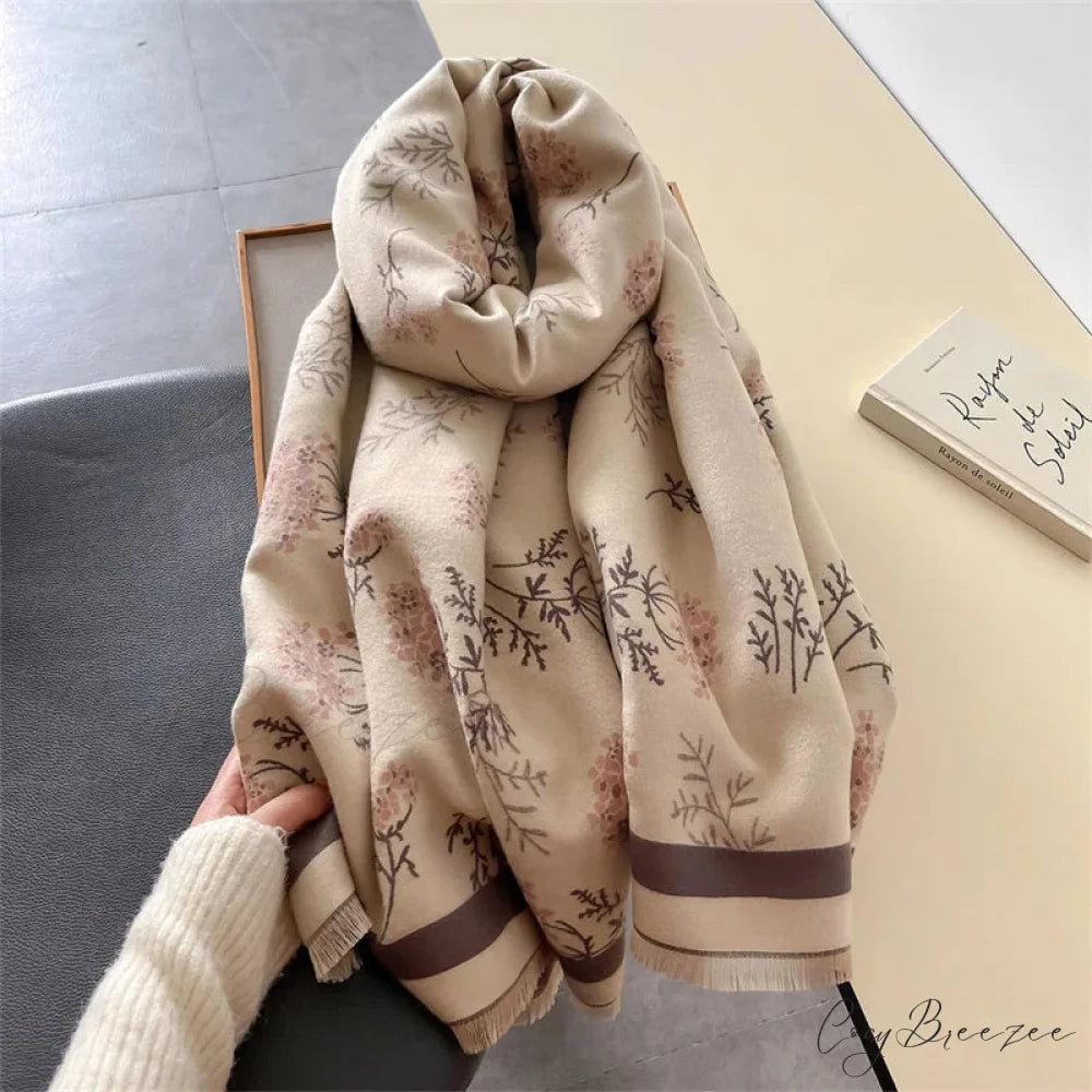 Premium Pashmina Travel Cashmere Scarf coffee scarf-241228