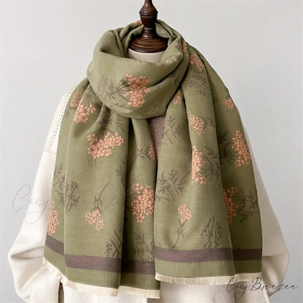 Premium Pashmina Travel Cashmere Scarf green scarf-241228