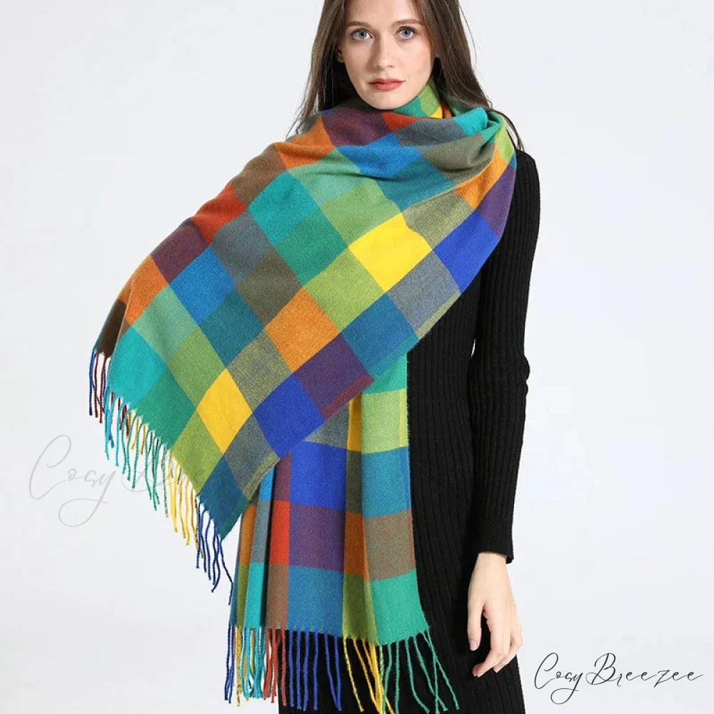 Premium Plaid Cashmere Long Bandana Scarf Color18 scarf-241228