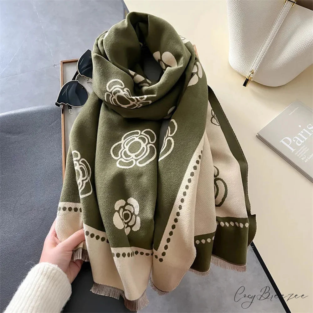 Premium Winter Cashmere Scarf green scarf-241228
