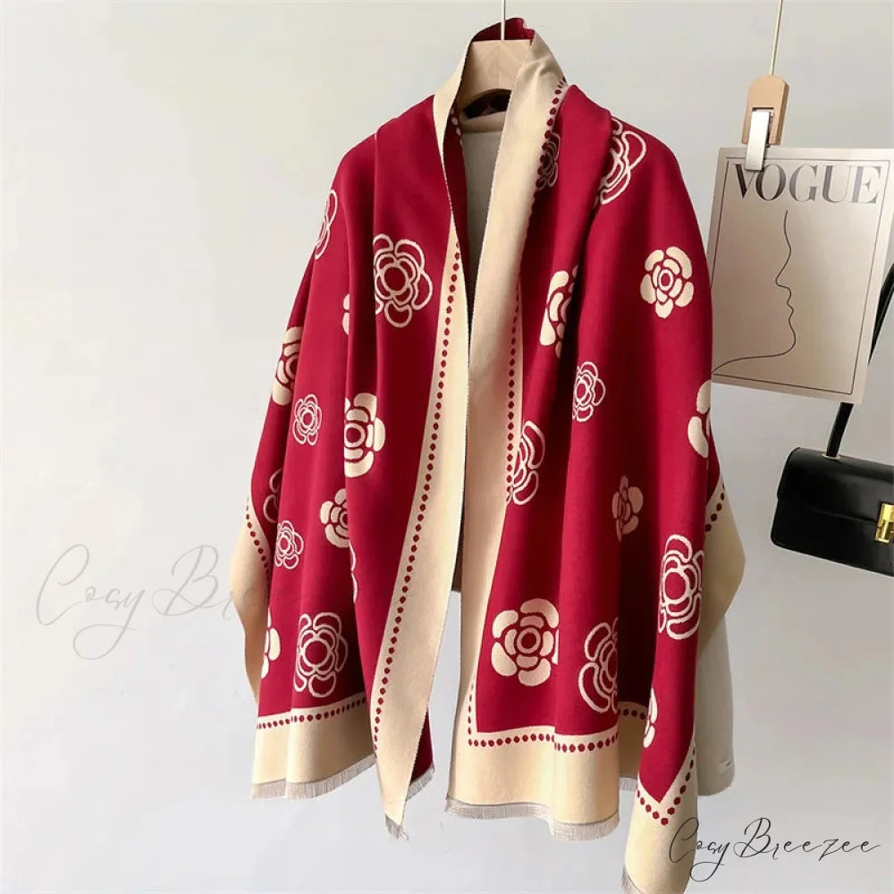 Premium Winter Cashmere Scarf red scarf-241228