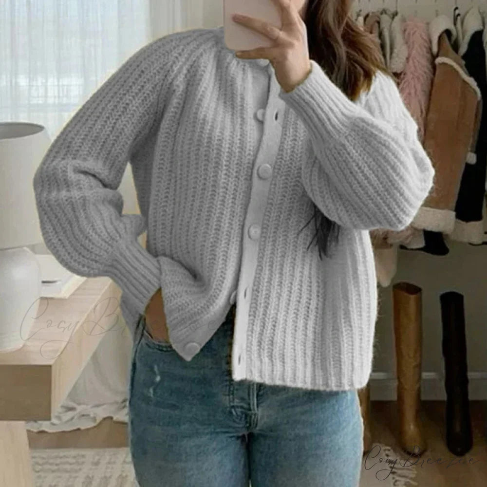Preppy Button Up Vintage Y2K Cardigan GRAY / S cardigans-241228
