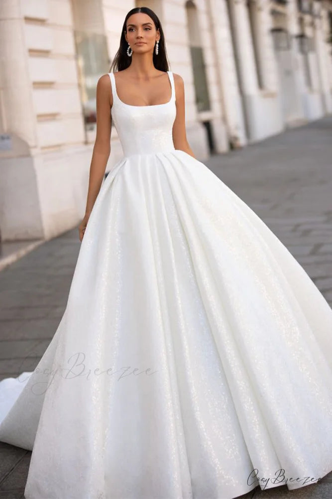 Preston Sleeveless Graceful Sparkly Wedding Dress Ivory / 2