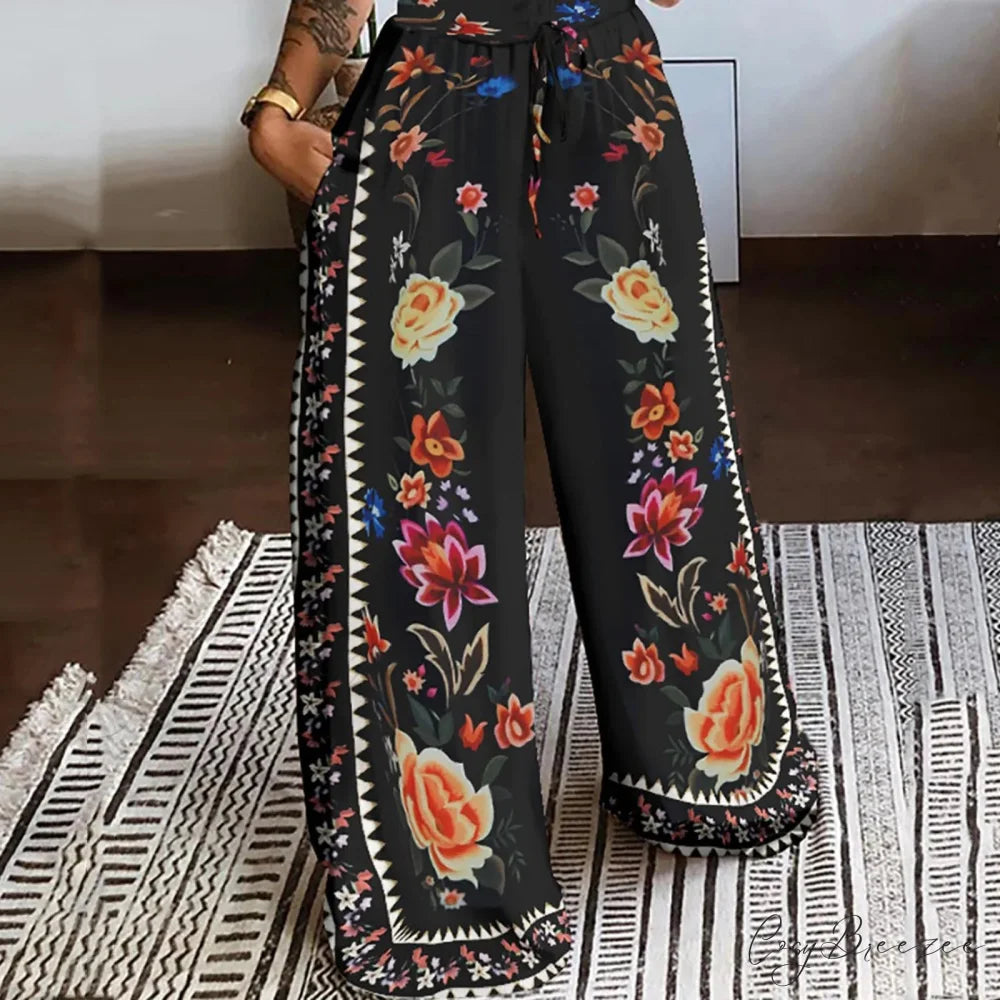 Printed Boho Beach Long Pants pants-241228