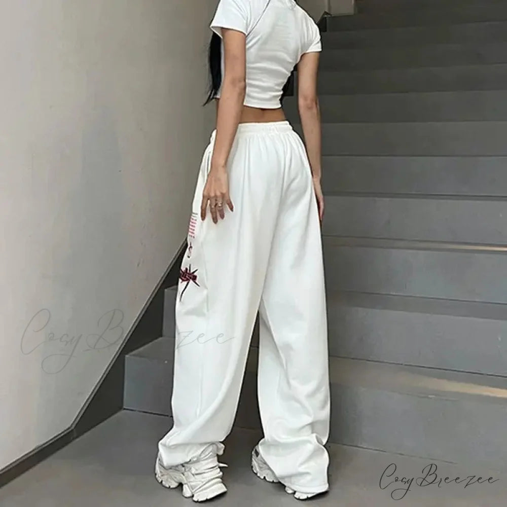 Printed Drawstring Athletic Relaxed Pants pants-241228