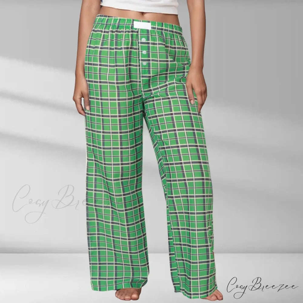 Printed Elastic Waist Slimming Pants Green / S pants-241228