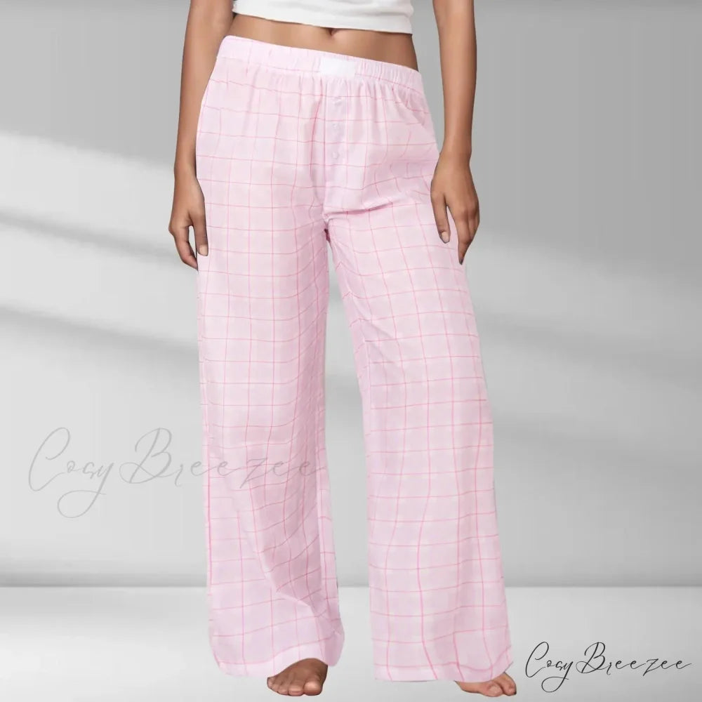 Printed Elastic Waist Slimming Pants Pink / S pants-241228