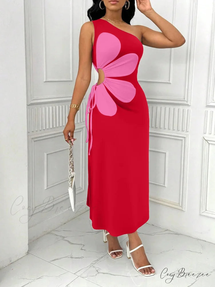 Printed Floral Sleeveless Back-zip Long Dress floraldress-250126