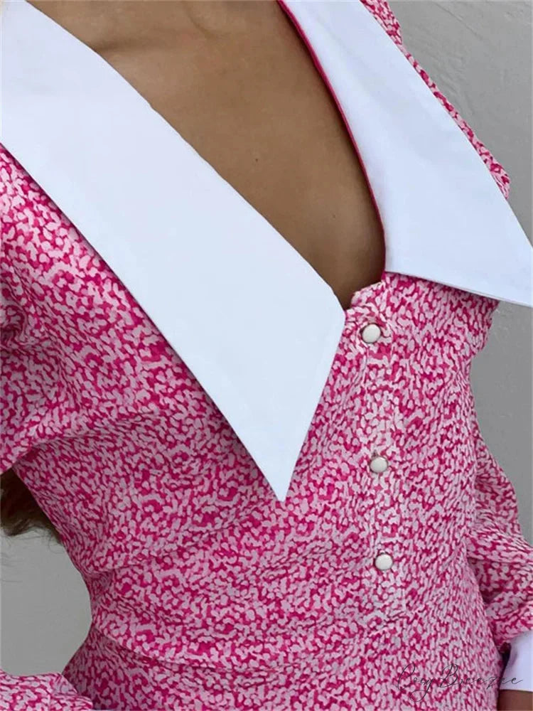 Printed Long Sleeve Mini Dress minidress-250223
