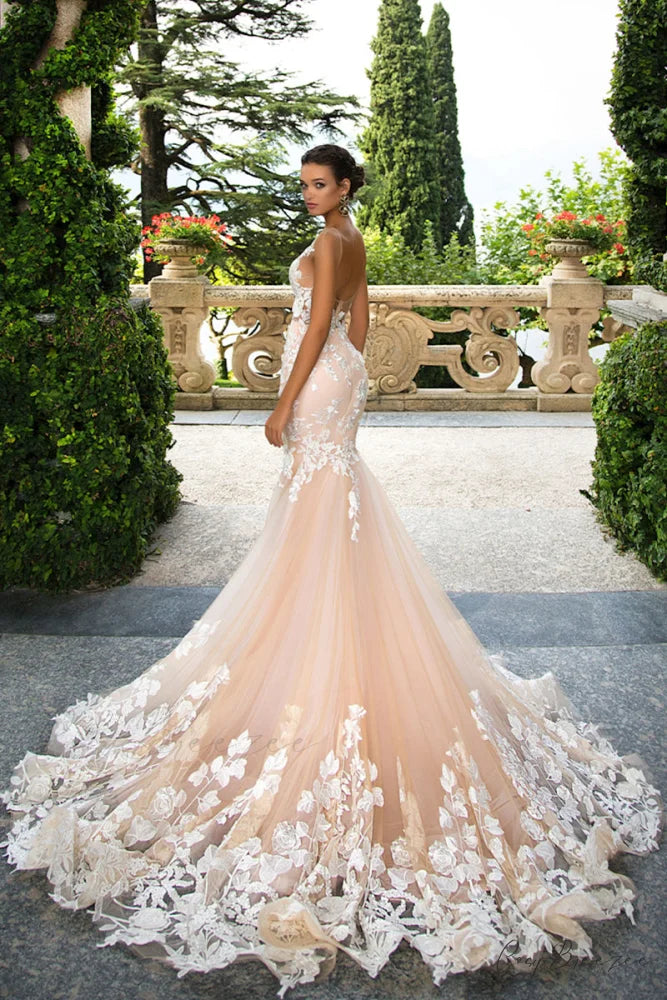 Promised Love Lace Trendy Mermaid Wedding Dress