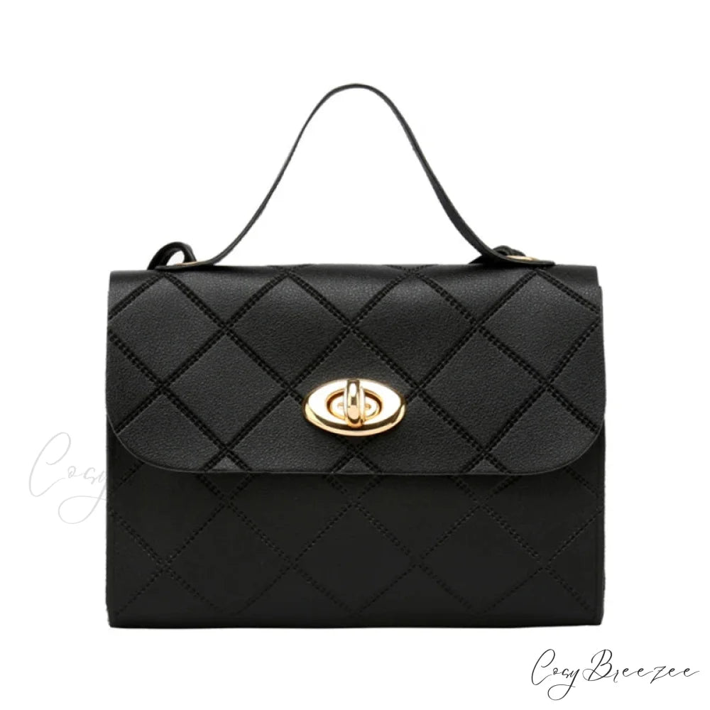 PU Leather Lipstick Phone Storage Crossbody Handbag Black handbag-250126