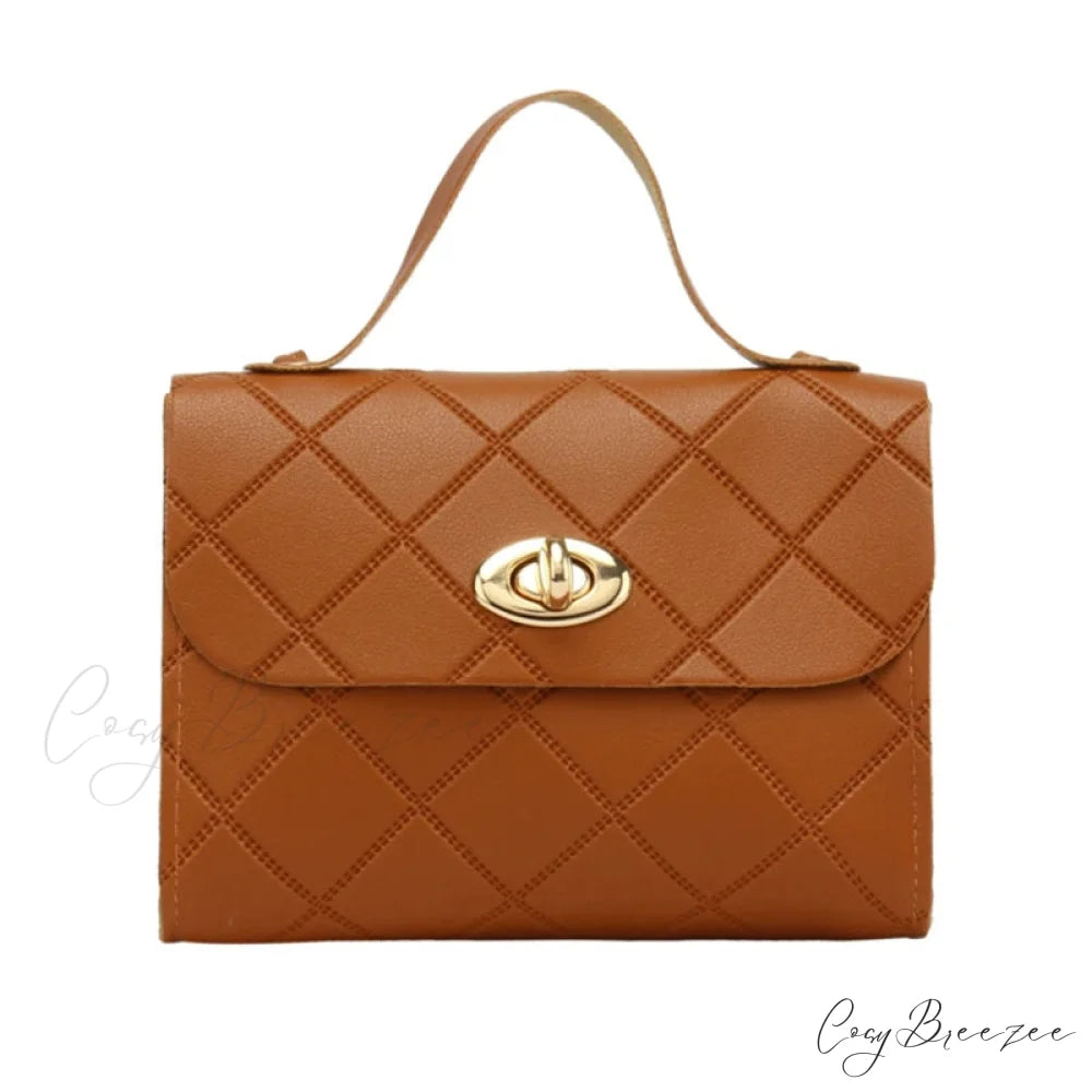 PU Leather Lipstick Phone Storage Crossbody Handbag Brown handbag-250126