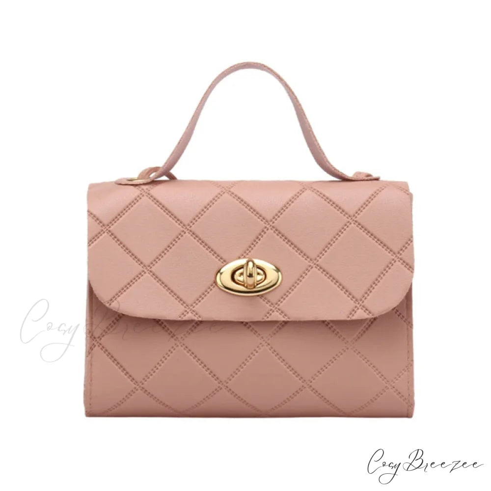 PU Leather Lipstick Phone Storage Crossbody Handbag Pink handbag-250126
