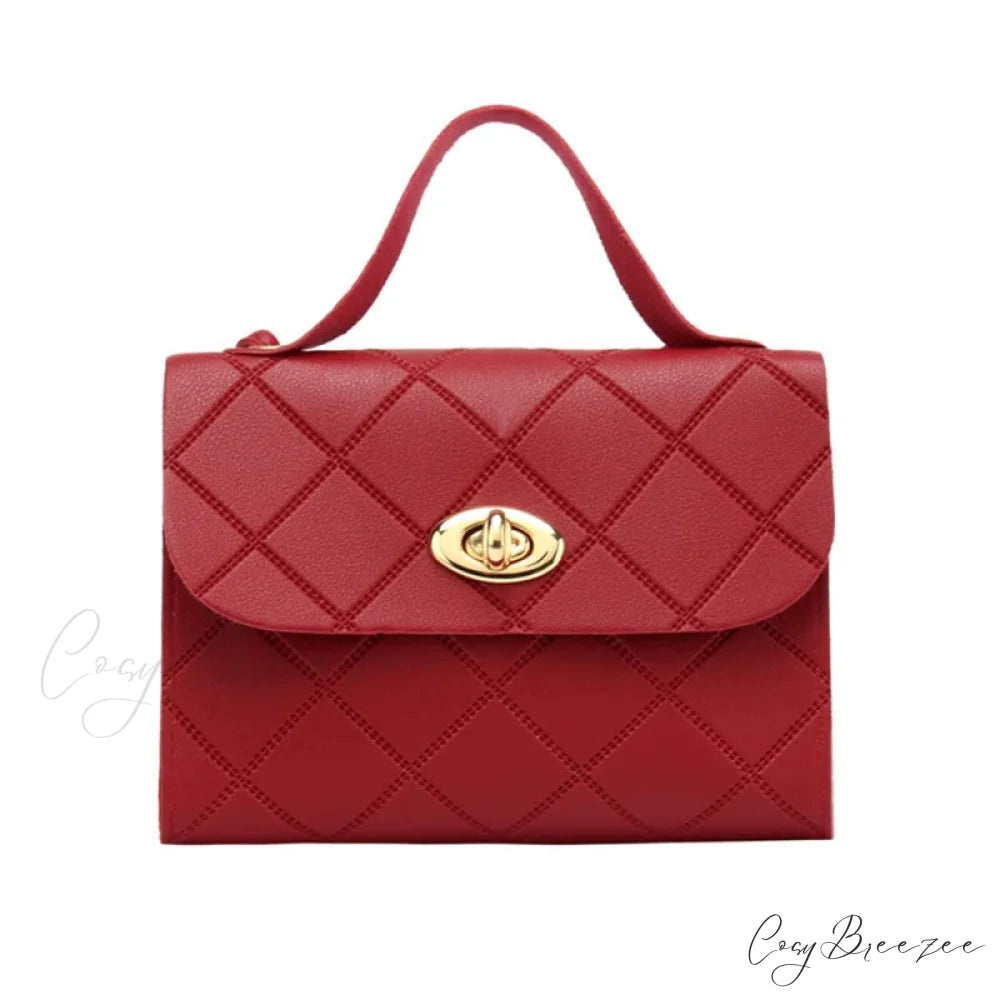 PU Leather Lipstick Phone Storage Crossbody Handbag Red handbag-250126