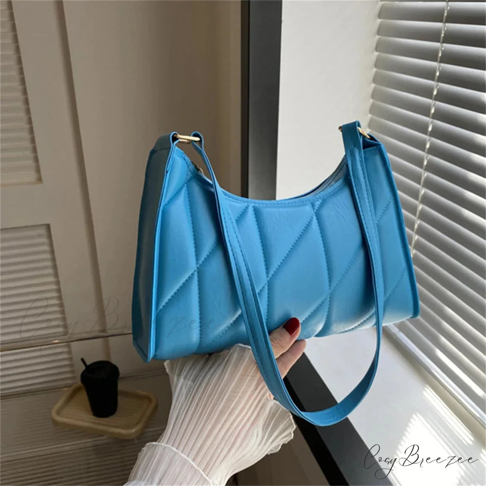 PU Leather Shoulder Messenger Bag for Women Blue shoulder-250126