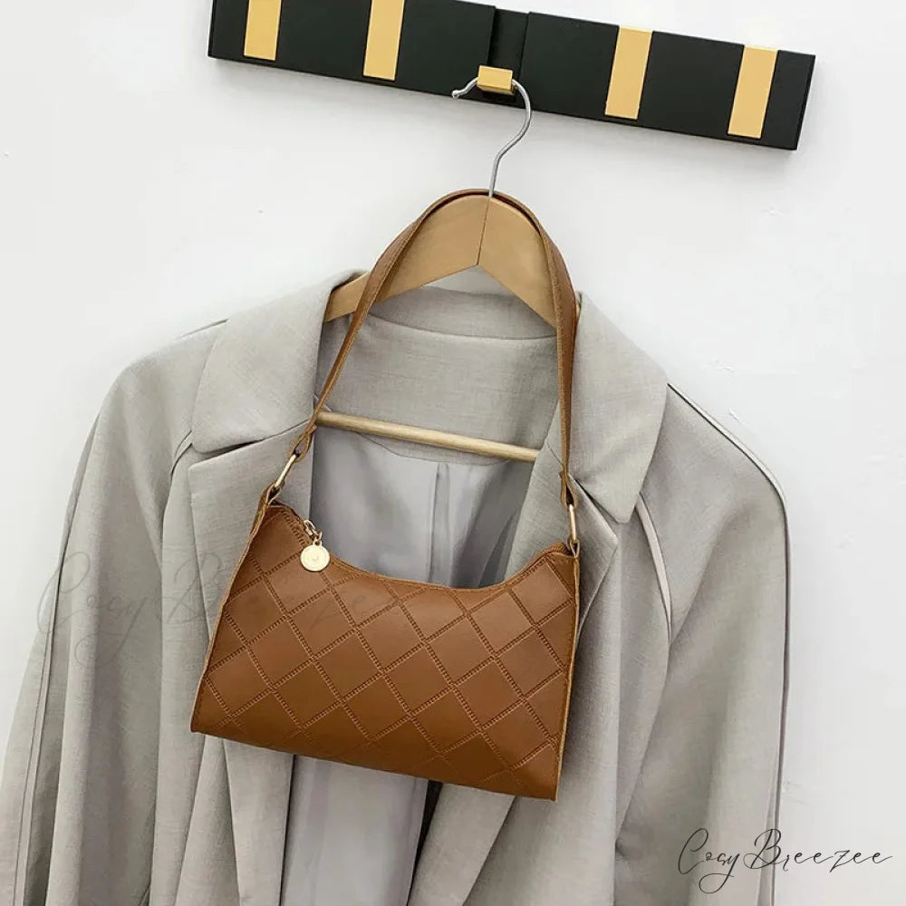 PU Leather Shoulder Messenger Bag for Women Brown shoulder-250126