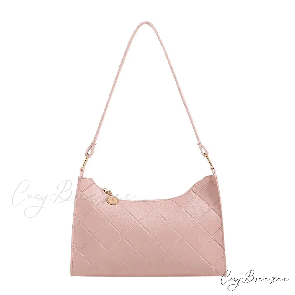 PU Leather Shoulder Messenger Bag for Women Pink shoulder-250126