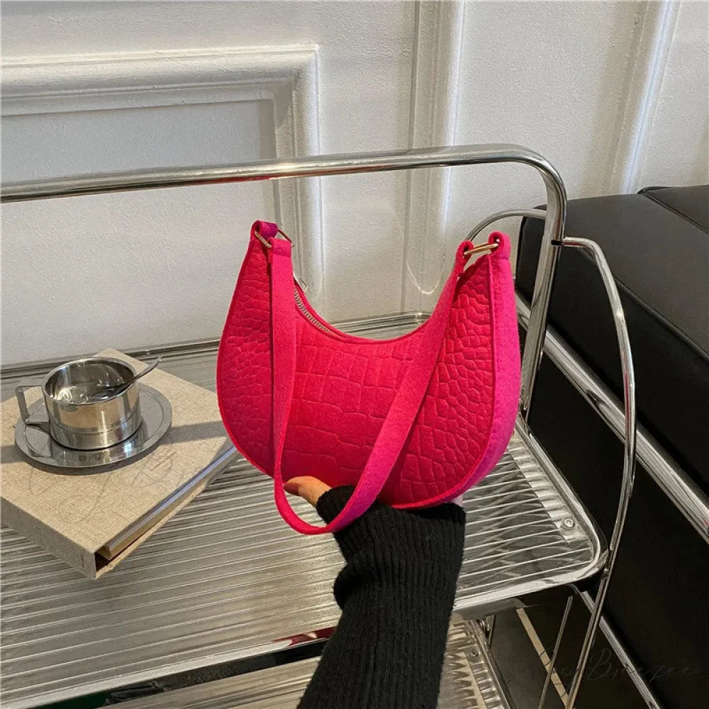 PU Leather Shoulder Messenger Bag for Women Rose Red shoulder-250126