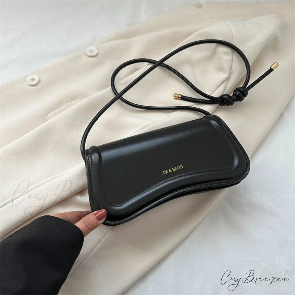 PU Leather Underarm Shoulder Crossbody Bag Black / (20cm shoulder-250126