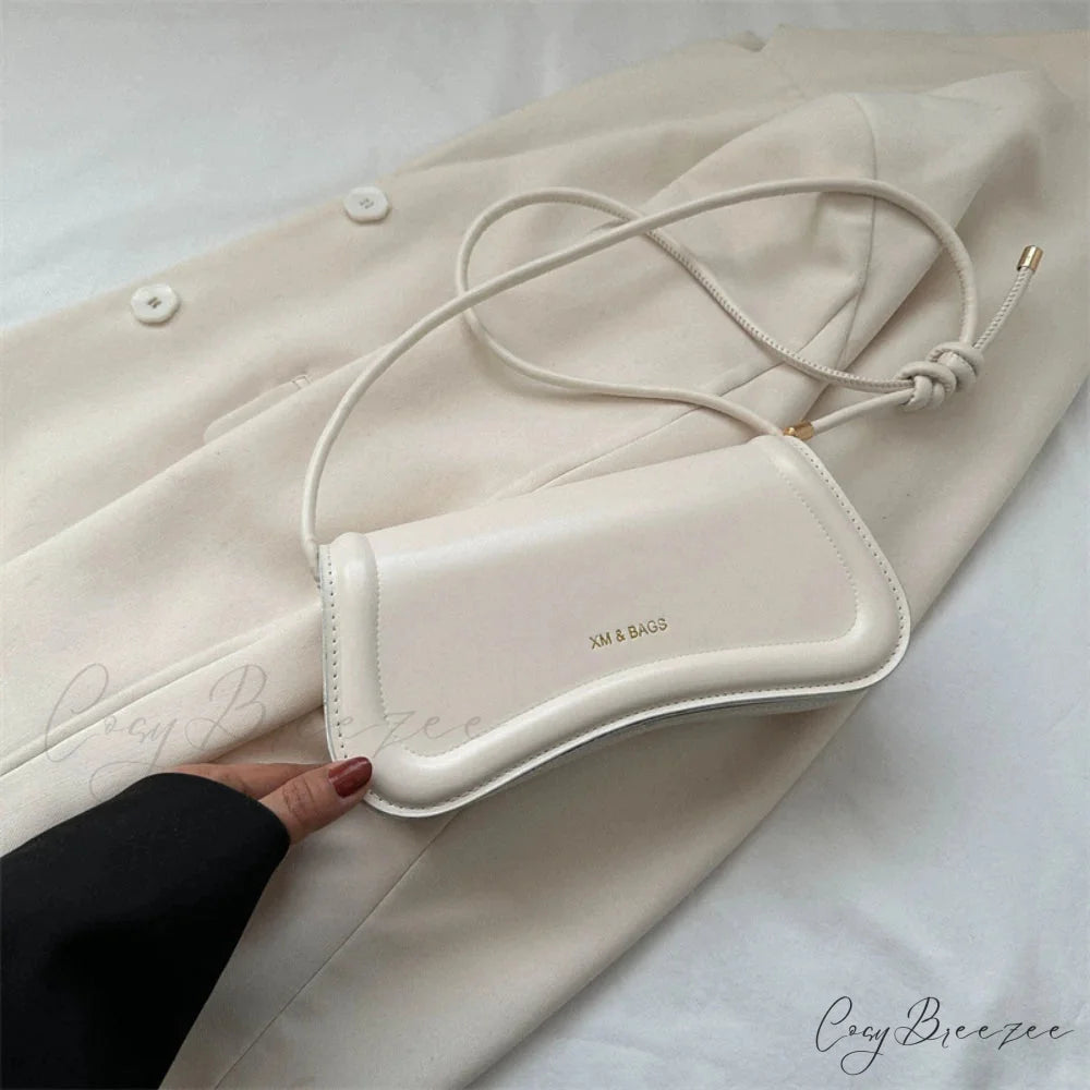 PU Leather Underarm Shoulder Crossbody Bag White / (20cm shoulder-250126