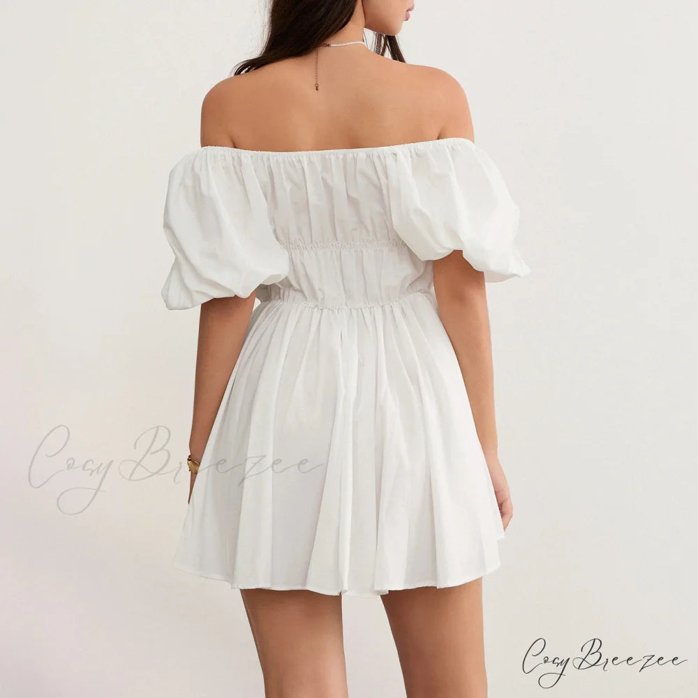 Puff Sleeve Off-Shoulder Mini Dress minidress-250223