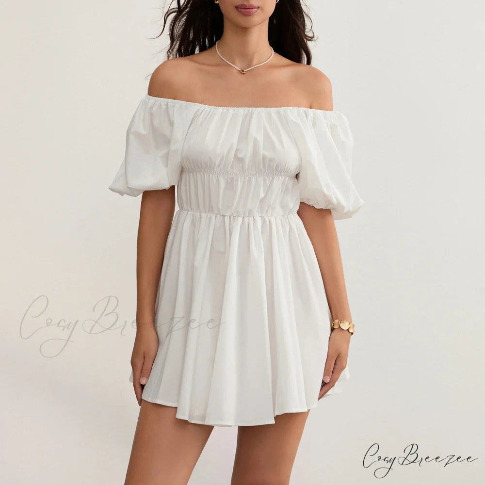 Puff Sleeve Off-Shoulder Mini Dress minidress-250223