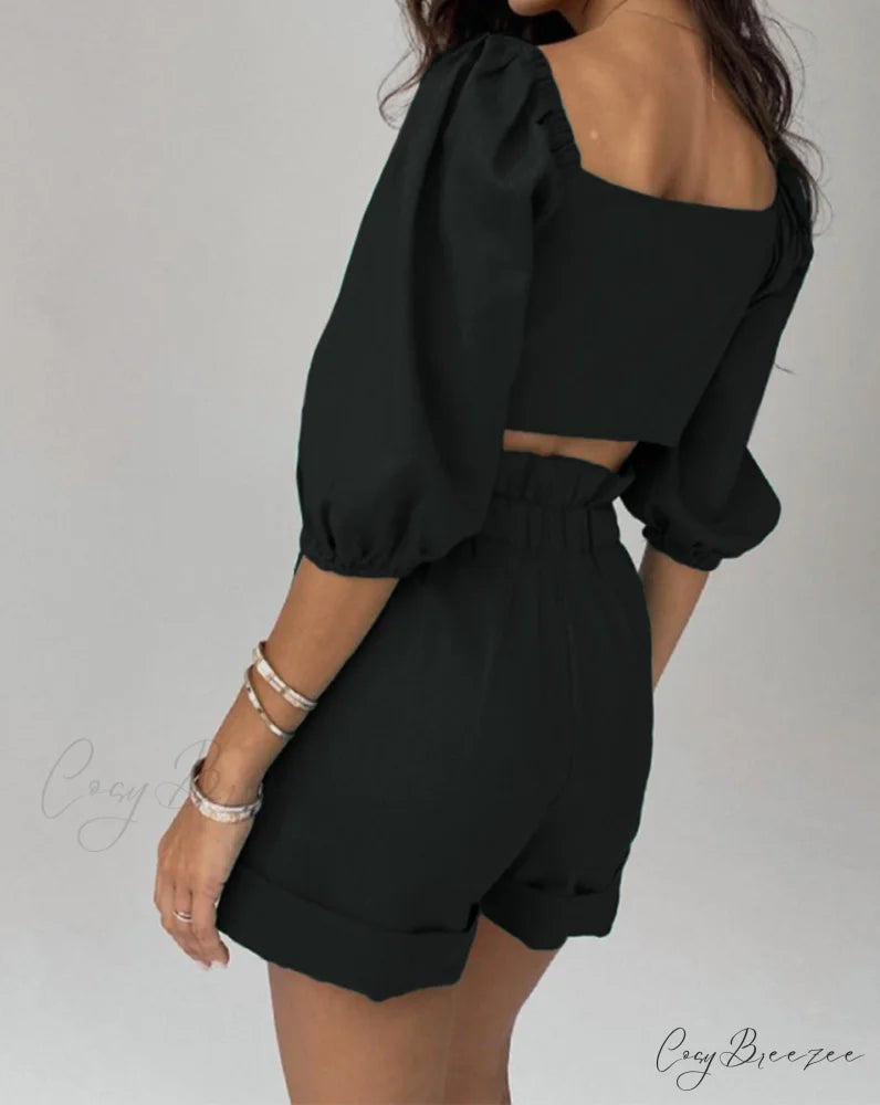 Puff Top Set and Arm with Shorts Cutout
