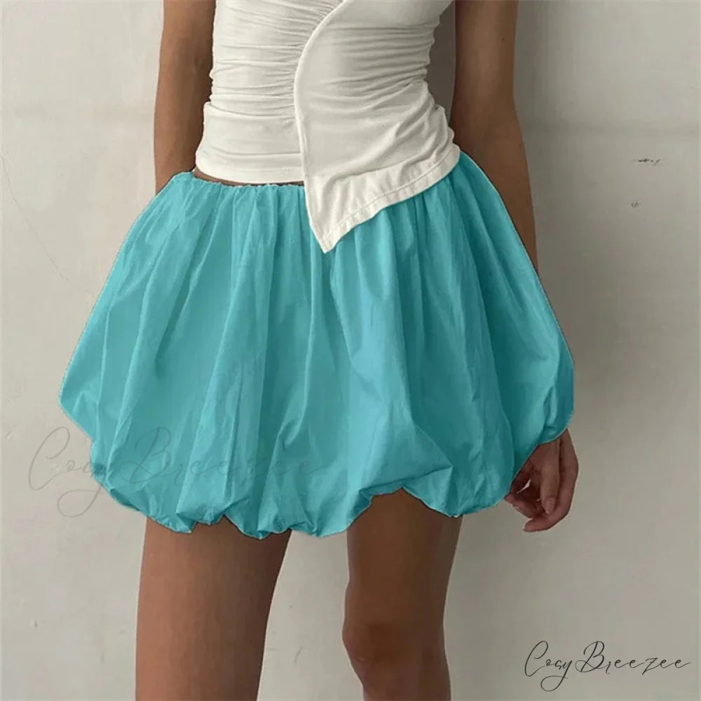 Puffy Wide A-Line Skirt SKY BLUE / S skirts-250223