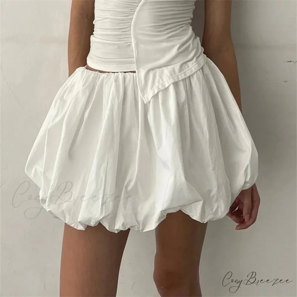 Puffy Wide A-Line Skirt WHITE / S skirts-250223