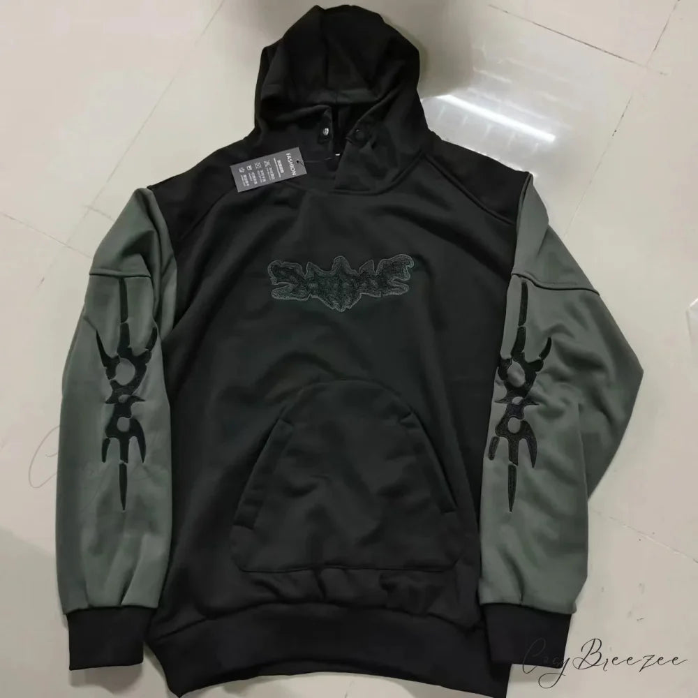 Punk Hip-Hop Embroidered Hoodie hoodies-241228
