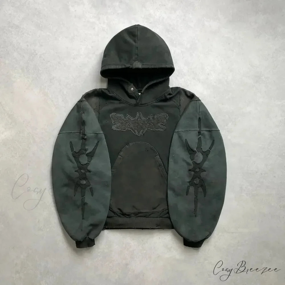 Punk Hip-Hop Embroidered Hoodie hoodies-241228