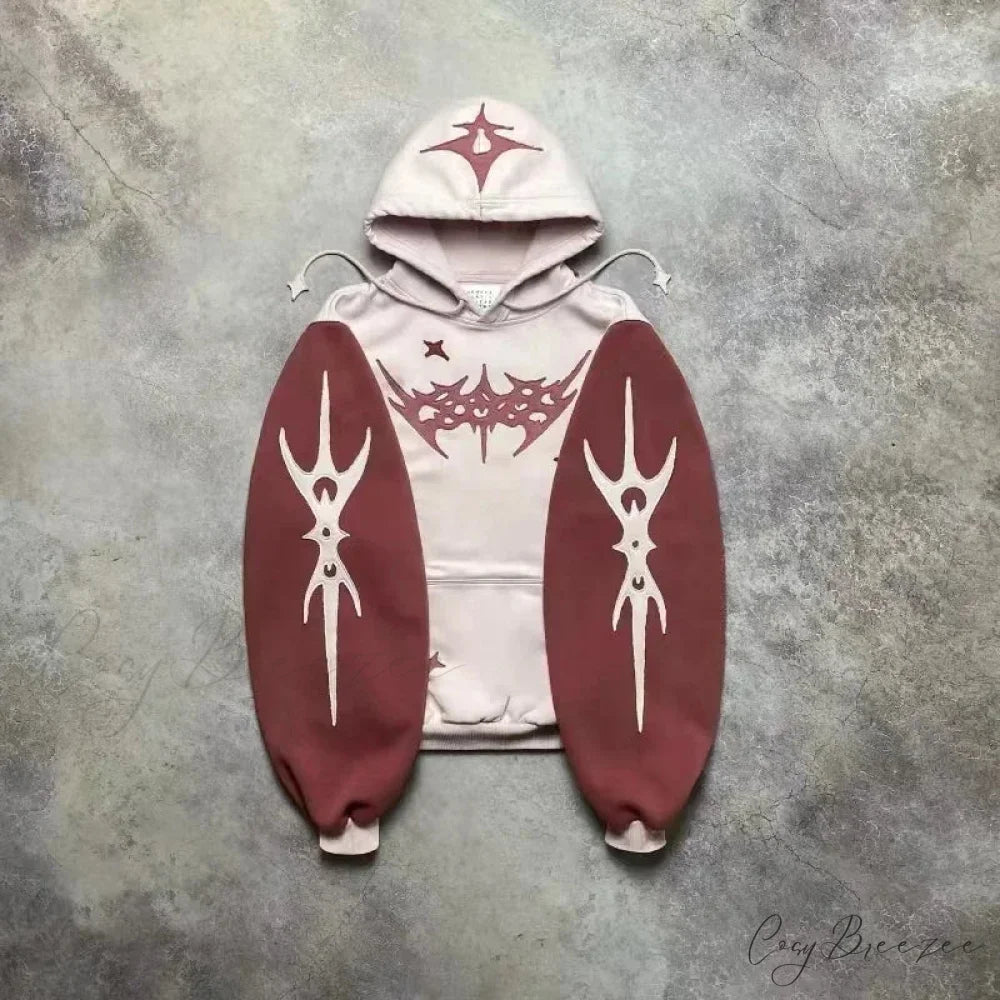 Punk Hip-Hop Embroidered Hoodie white red / S hoodies-241228