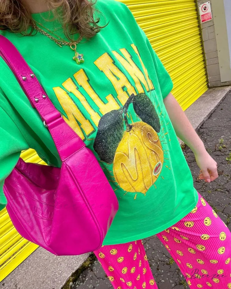 Punk Street Playful Lemon Print Tee t-shirt-250223