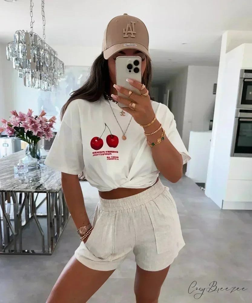 Punk Street Playful Lemon Print Tee white12 / S t-shirt-250223