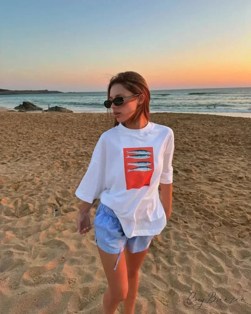 Punk Street Playful Lemon Print Tee white5 / S t-shirt-250223