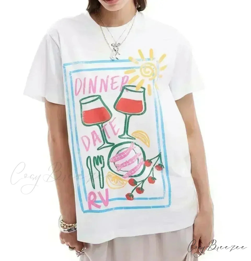 Punk Street Playful Lemon Print Tee white8 / S t-shirt-250223