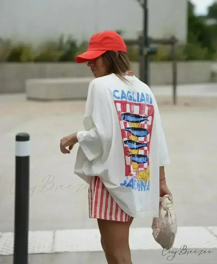Punk Street Playful Lemon Print Tee white9 / S t-shirt-250223