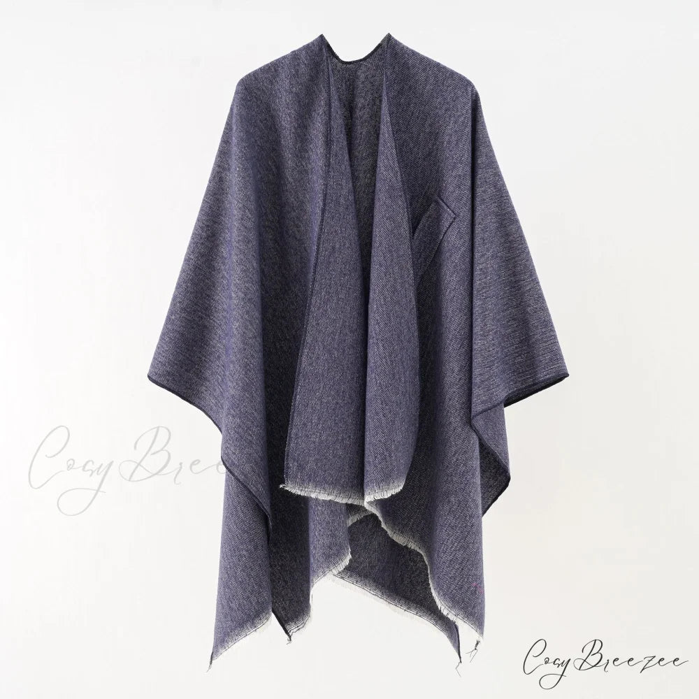 Pure Color Autumn Winter Simple Elegant Design Cozy Warm Faux Cashmere Scarf Navy Blue / 100-135CM