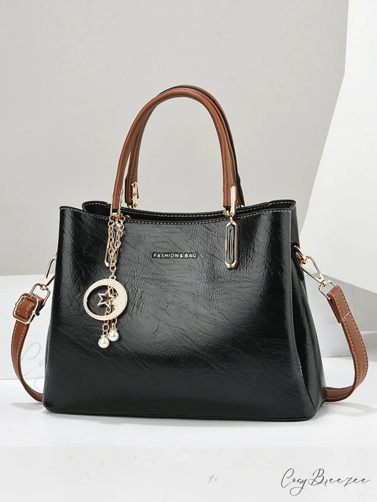 Pure Color Simple Senior Womens Crossbody Handbag Black handbag-250126