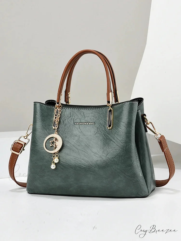 Pure Color Simple Senior Womens Crossbody Handbag Green handbag-250126
