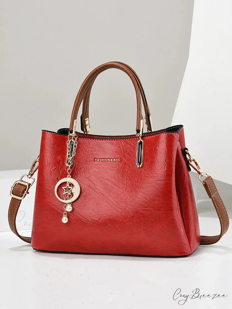 Pure Color Simple Senior Womens Crossbody Handbag Red handbag-250126