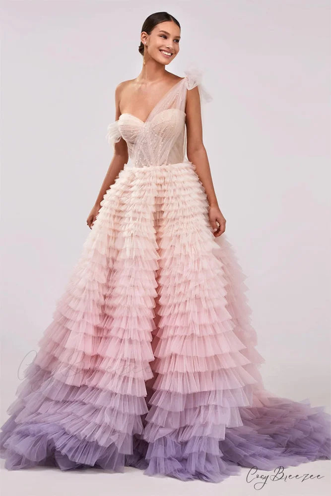Pure Poise Tiered Trendy Ombre Maxi Dress Lavender / 2