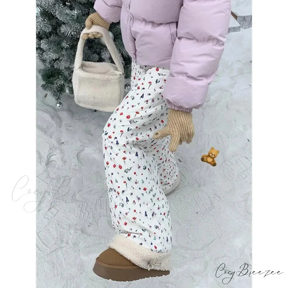 Quilted Brushed Winter Pants Y2K Pants pants-241228