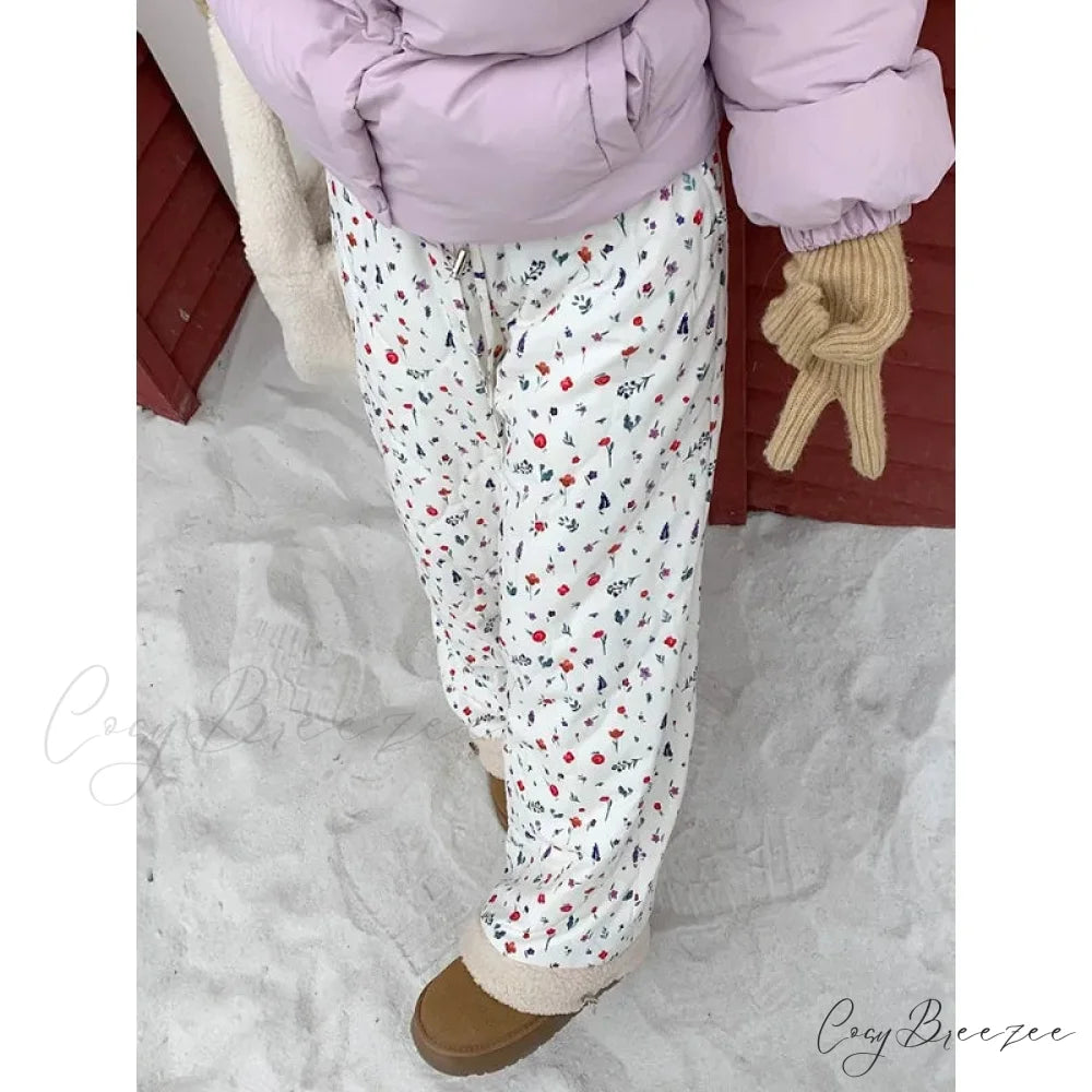 Quilted Brushed Winter Pants Y2K Pants pants-241228