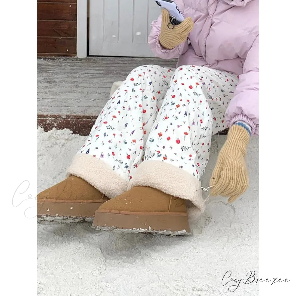 Quilted Brushed Winter Pants Y2K Pants pants-241228