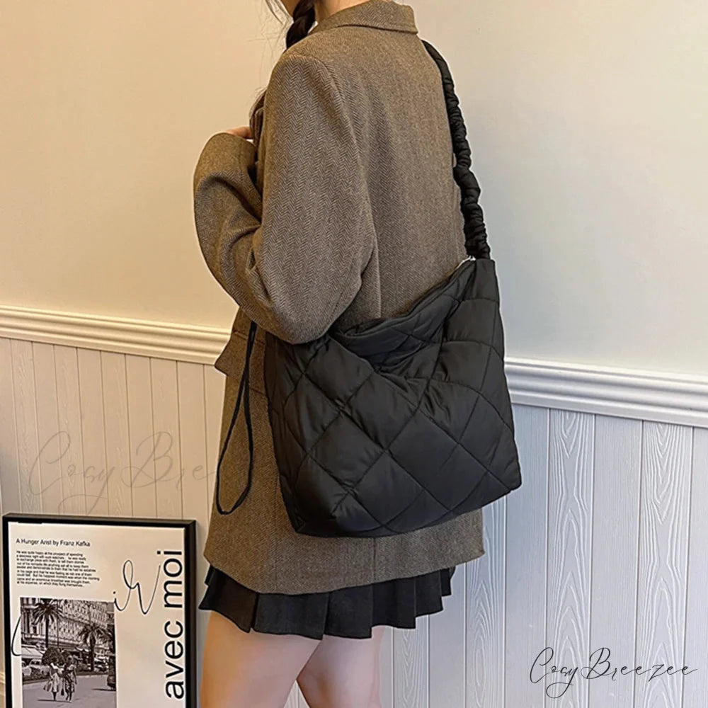 Quilted Puffer Tote Bag shoulder-250126