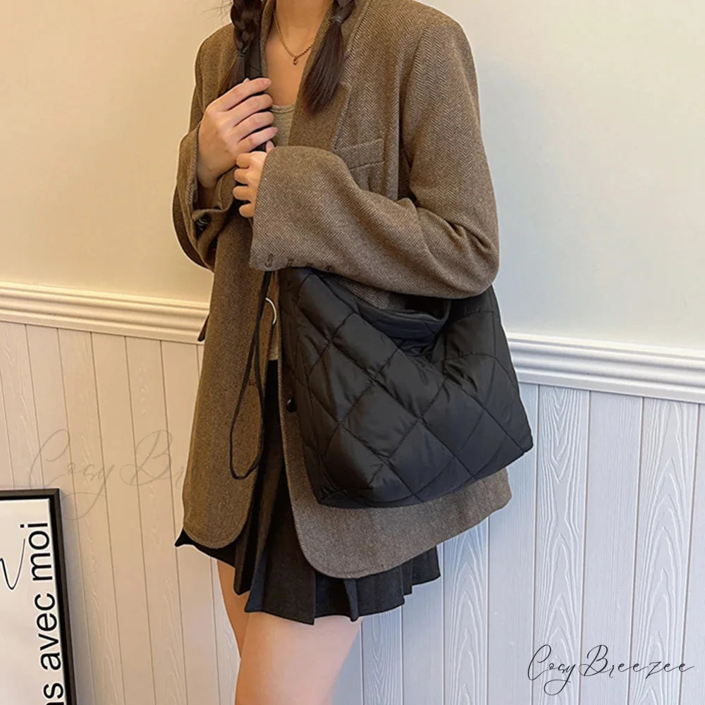 Quilted Puffer Tote Bag shoulder-250126
